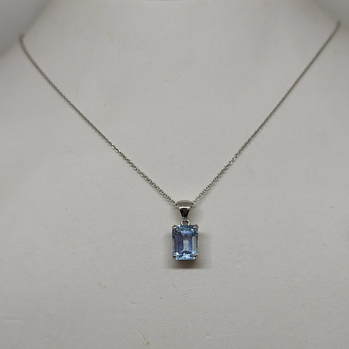 Collana punto luce oro bianco 18k Topazio azzurro | Gioiellitosti.it