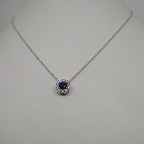 Collana Punto Luce oro bianco 18k diamanti zaffiro blu | Gioiellitosti.it