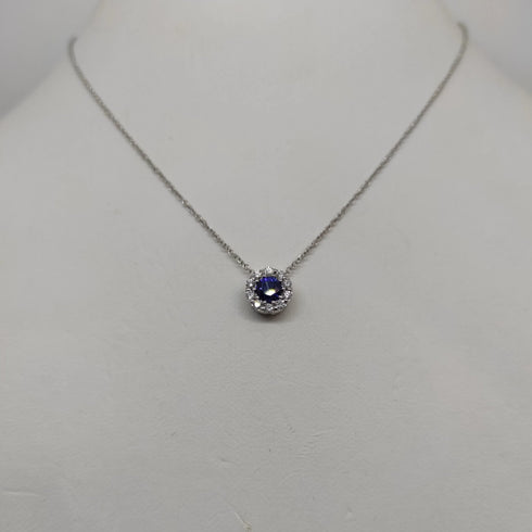 Collana Punto Luce oro bianco 18k diamanti zaffiro blu | Gioiellitosti.it