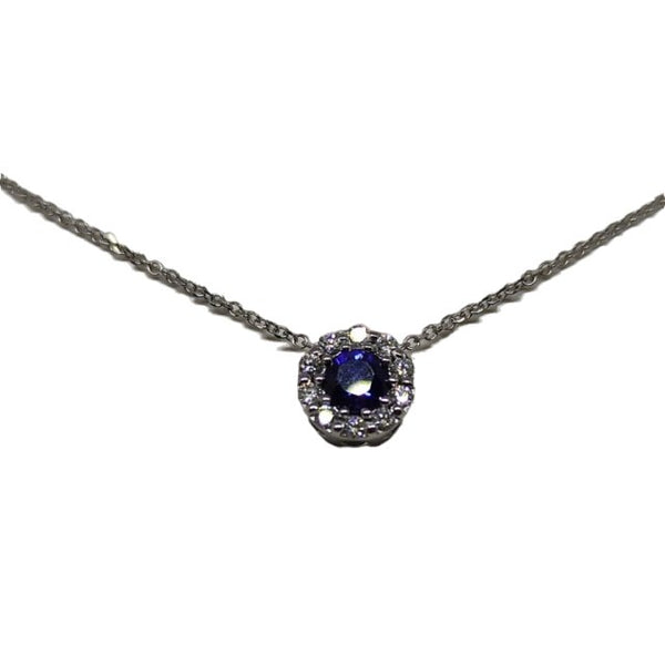 Collana Punto Luce oro bianco 18k diamanti zaffiro blu | Gioiellitosti.it