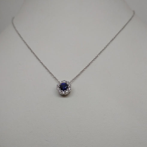 Collana Punto Luce oro bianco 18k diamanti zaffiro blu | Gioiellitosti.it