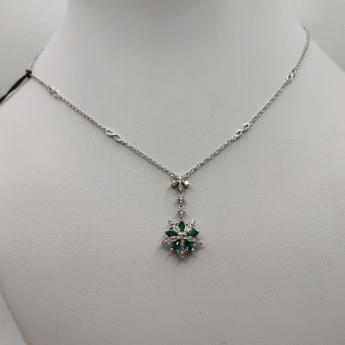 Collana ciondolo smeraldi e diamanti oro 18k | Gioiellitosti.it