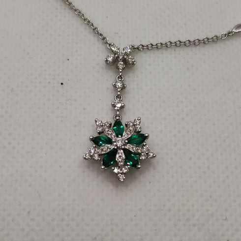 Collana ciondolo smeraldi e diamanti oro 18k | Gioiellitosti.it