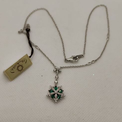 Collana ciondolo smeraldi e diamanti oro 18k | Gioiellitosti.it