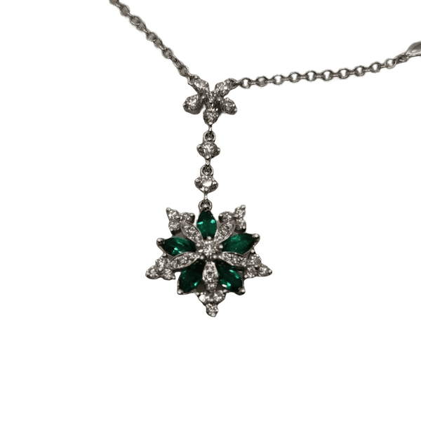 Collana ciondolo smeraldi e diamanti oro 18k | Gioiellitosti.it