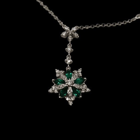 Collana ciondolo smeraldi e diamanti oro 18k | Gioiellitosti.it