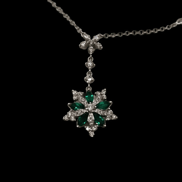 Collana ciondolo smeraldi e diamanti oro 18k | Gioiellitosti.it