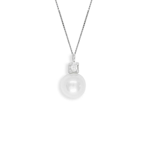 Collana punto luce oro bianco 18k Perla Naturale Diamanti | Gioiellitosti.it