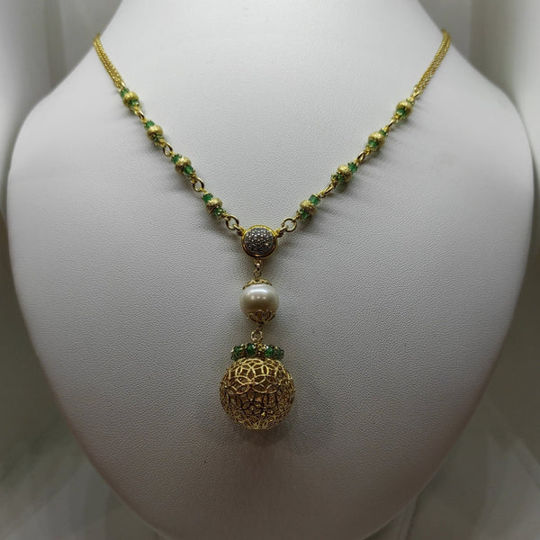 Collana Donna Pendente Argento 925 perle e avventurina Vitiello Jewelry | Gioiellitosti.it