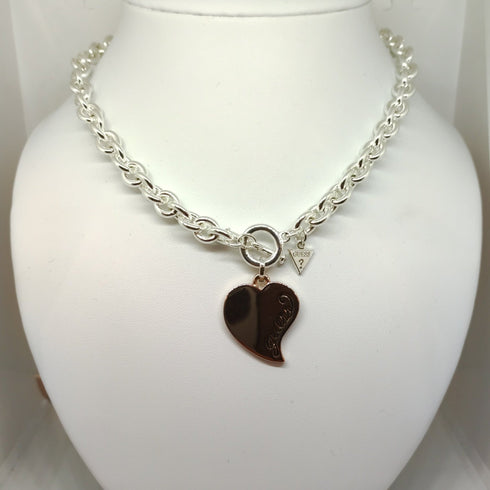 Collana Guess donna Girocollo acciaio pendete cuore rosé | Gioiellitosti.it
