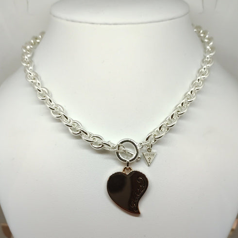 Collana Guess donna Girocollo acciaio pendete cuore rosé | Gioiellitosti.it
