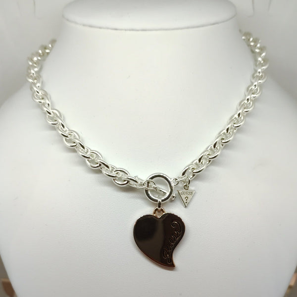 Collana Guess donna Girocollo acciaio pendete cuore rosé | Gioiellitosti.it