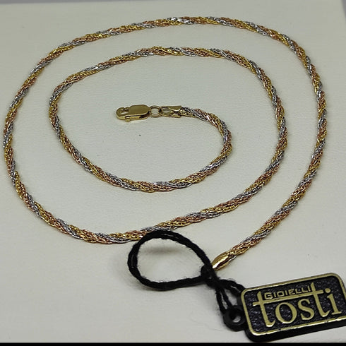 Collana oro 18 kt donna Torchon 3 colori 44 cm 7.6 gr | Gioiellitosti.it