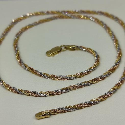 Collana oro 18 kt donna Torchon 3 colori 44 cm 7.6 gr | Gioiellitosti.it