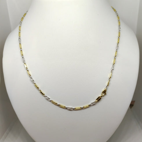 Collana oro 18 kt giallo e bianco Unisex Catena tubolare 50 cm 8.40 gr | Gioiellitosti.it