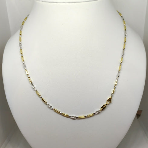 Collana oro 18 kt giallo e bianco Unisex Catena tubolare 50 cm 8.40 gr | Gioiellitosti.it