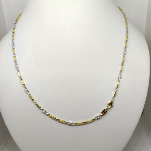 Collana oro 18 kt giallo e bianco Unisex Catena tubolare 50 cm 8.40 gr | Gioiellitosti.it