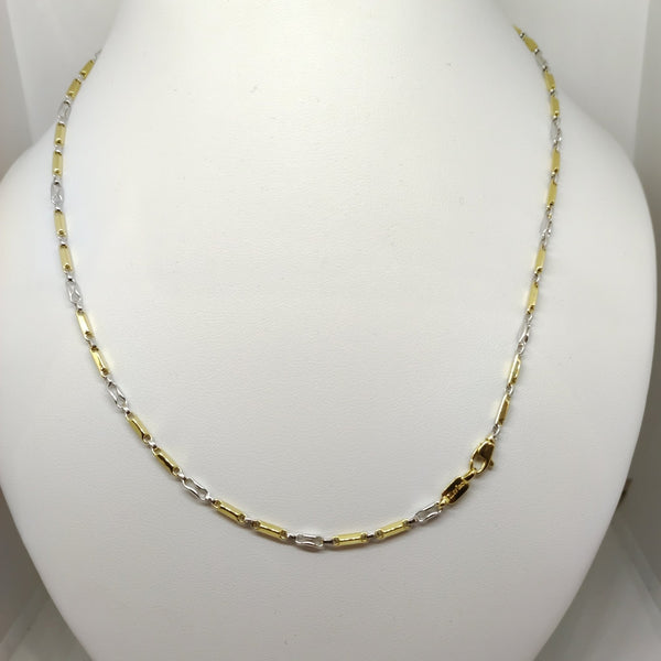 Collana oro 18 kt giallo e bianco Unisex Catena tubolare 50 cm 8.40 gr | Gioiellitosti.it
