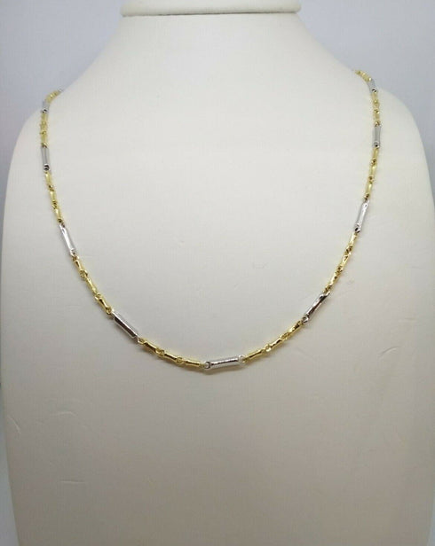 Collana oro 18k catena tubo 2 colori 50 cm 8 gr | Gioiellitosti.it