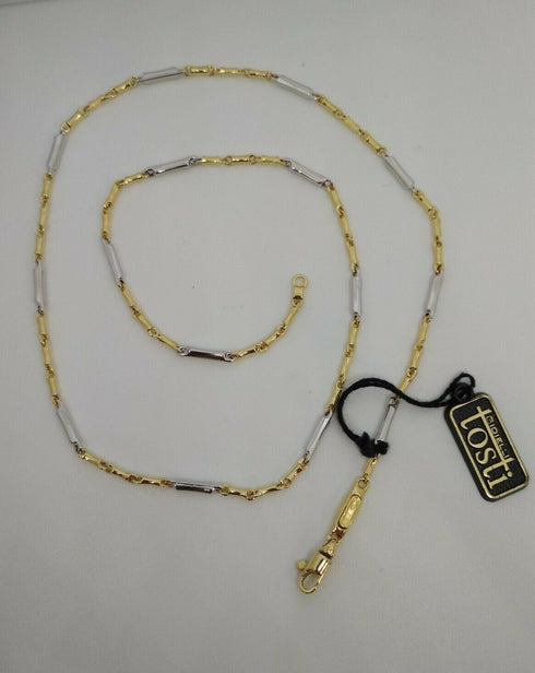 Collana oro 18k catena tubo 2 colori 50 cm 8 gr | Gioiellitosti.it
