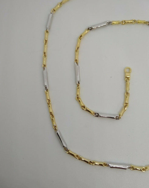 Collana oro 18k catena tubo 2 colori 50 cm 8 gr | Gioiellitosti.it