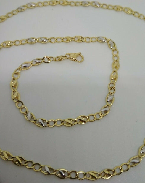 Collana oro 18K Uomo 2 colori catena maglia 51 cm 3,8 g | Gioiellitosti.it
