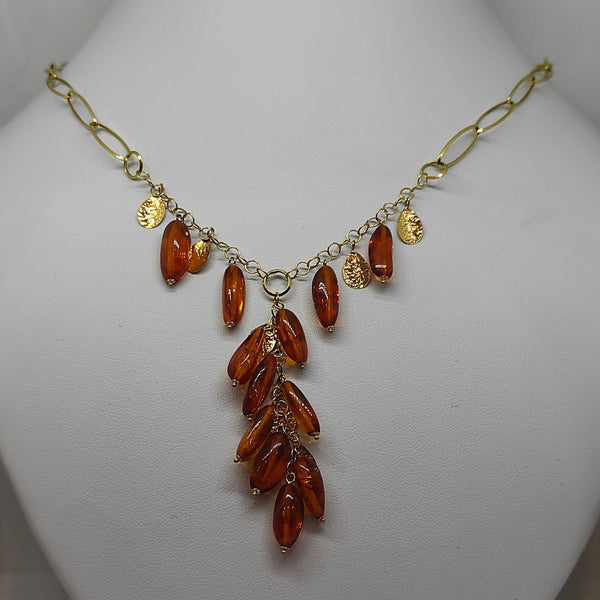 Collana oro 18k Donna girocollo pietre ambra 45 cm 8,40gr | Gioiellitosti.it