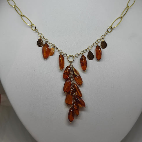 Collana oro 18k Donna girocollo pietre ambra 45 cm 8,40gr | Gioiellitosti.it