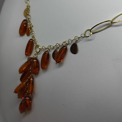 Collana oro 18k Donna girocollo pietre ambra 45 cm 8,40gr | Gioiellitosti.it