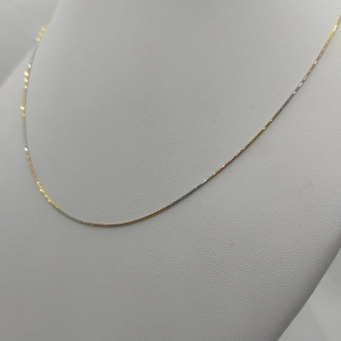 Collana oro 18k maglia tubolare tre colori 45cm 2,90 gr | Gioiellitosti.it