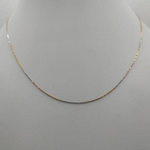 Collana oro 18k maglia tubolare tre colori 45cm 2,90 gr | Gioiellitosti.it