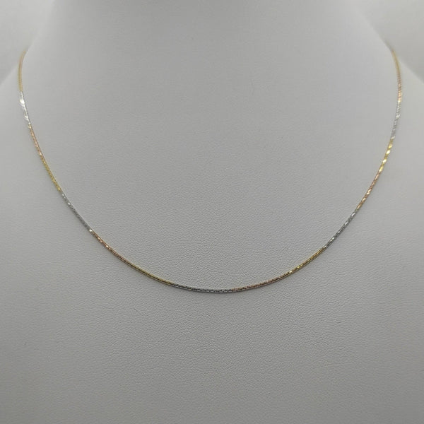 Collana oro 18k maglia tubolare tre colori 45cm 2,90 gr | Gioiellitosti.it