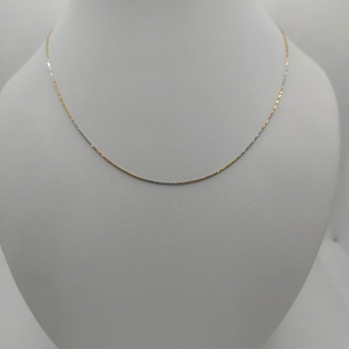 Collana oro 18k maglia tubolare tre colori 45cm 2,90 gr | Gioiellitosti.it