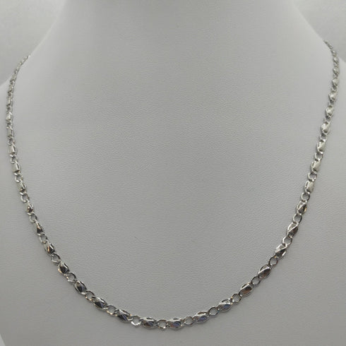 Collana oro bianco 18k catena maglia piatta 60 cm 5,8 gr | Gioiellitosti.it