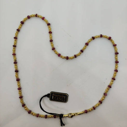 Collana oro giallo 18 kt donna girocollo con pietre rubini 43 cm | Gioiellitosti.it