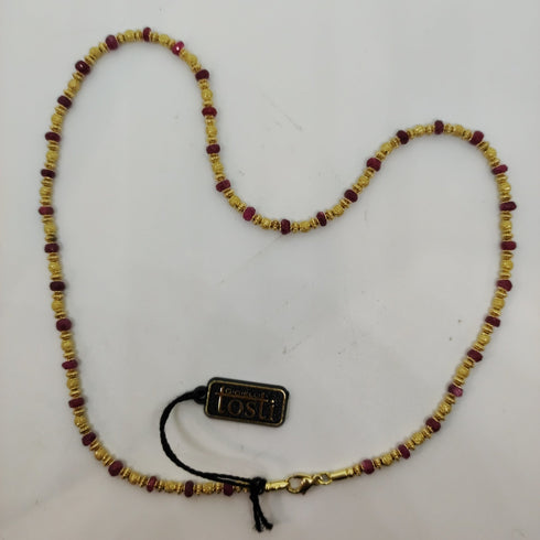 Collana oro giallo 18 kt donna girocollo con pietre rubini 43 cm | Gioiellitosti.it