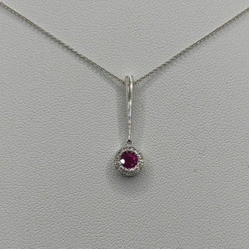 Collana Punto Luce oro bianco 18k diamanti rubino | Gioiellitosti.it