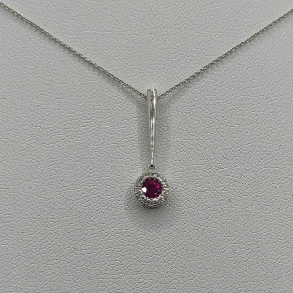 Collana Punto Luce oro bianco 18k diamanti rubino | Gioiellitosti.it