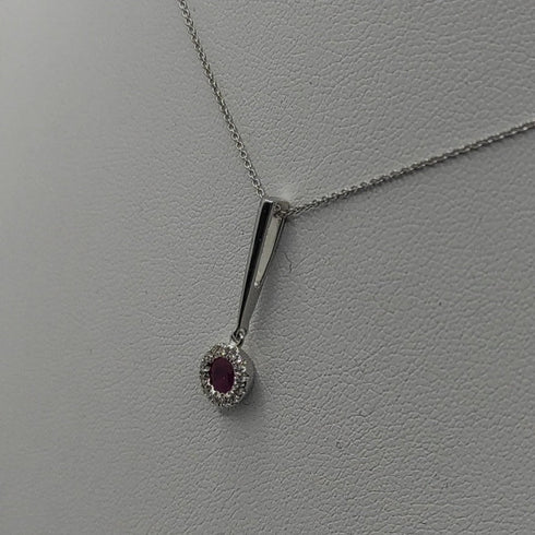 Collana Punto Luce oro bianco 18k diamanti rubino | Gioiellitosti.it