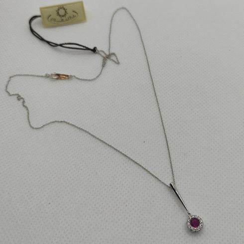 Collana Punto Luce oro bianco 18k diamanti rubino | Gioiellitosti.it