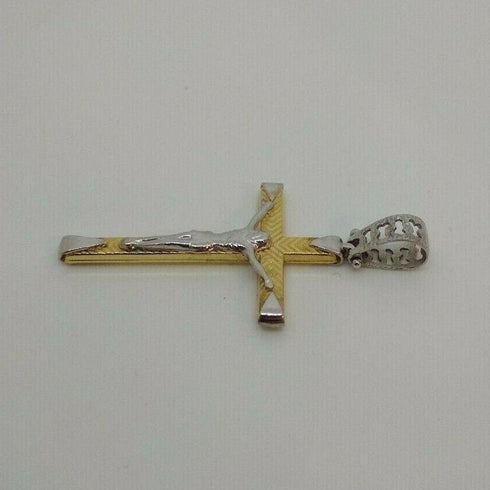 Ciondolo Croce oro 18k Pendente unisex Cristo gr 2,40 | Gioiellitosti.it