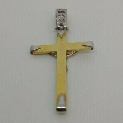 Ciondolo Croce oro 18k Pendente unisex Cristo gr 2,40 | Gioiellitosti.it