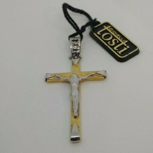 Ciondolo Croce oro 18k Pendente unisex Cristo gr 2,40 | Gioiellitosti.it