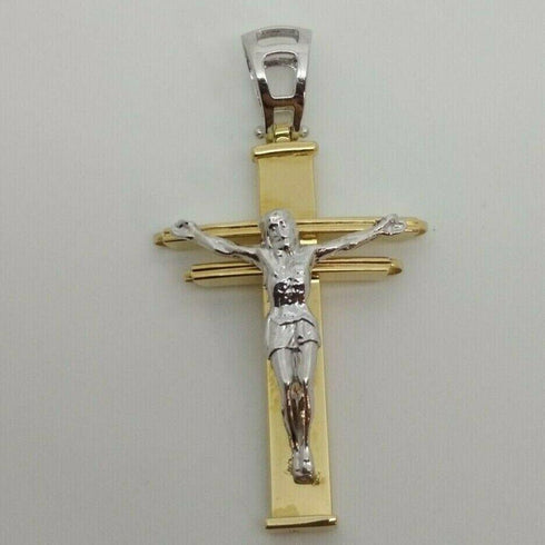 Ciondolo Croce oro 18k Pendente unisex Cristo gr 3,90 | Gioiellitosti.it