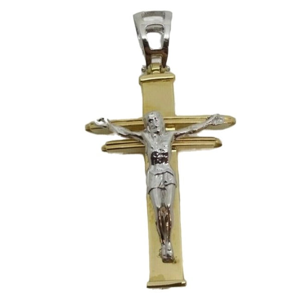 Ciondolo Croce oro 18k Pendente unisex Cristo gr 3,90 | Gioiellitosti.it