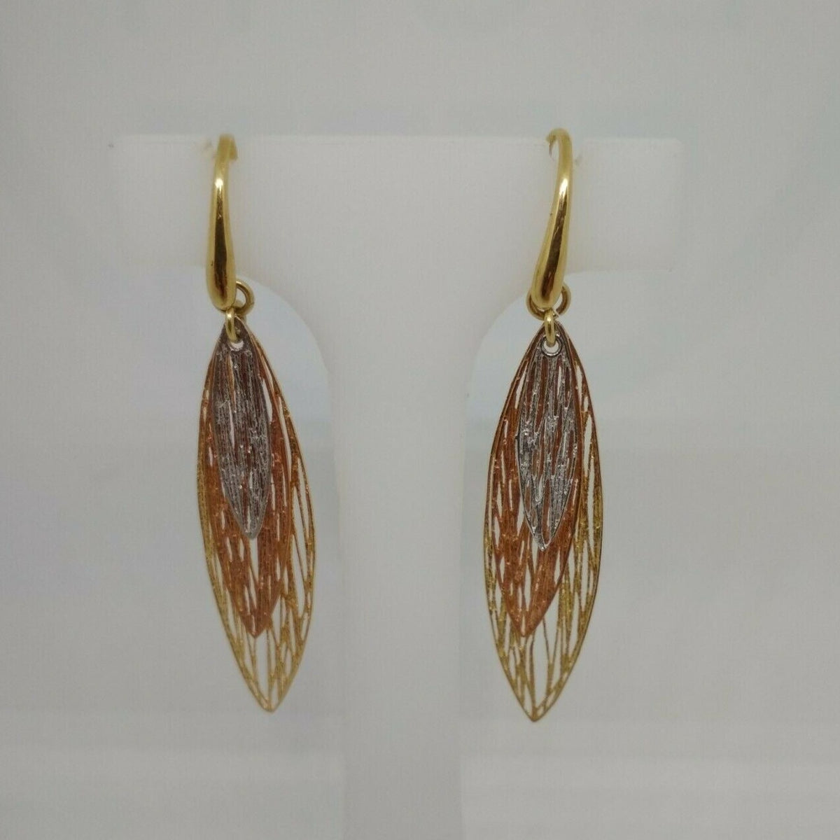 Orecchini Pendenti In Oro Rosa 18K (750) Con Perle Bianche E Cristalli Blu – Gioiello ELEGANTE, Lunghezza 3cm - 4