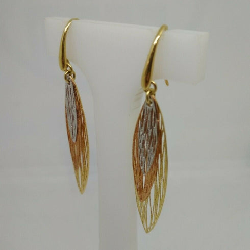 Orecchini donna oro 18 kt pendenti foglie 3 colori oro 4,20 gr | Gioiellitosti.it