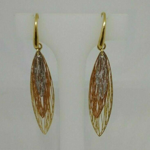 Orecchini donna oro 18 kt pendenti foglie 3 colori oro 4,20 gr | Gioiellitosti.it