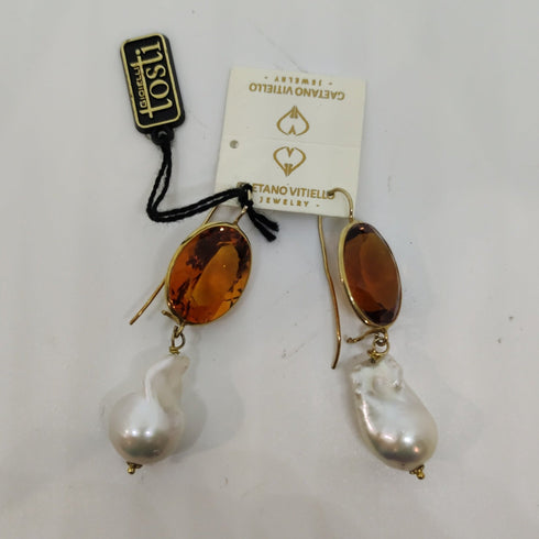 Orecchini Donna Pendenti Argento 925 Perle e Topazio Vitiello Jewelry | Gioiellitosti.it