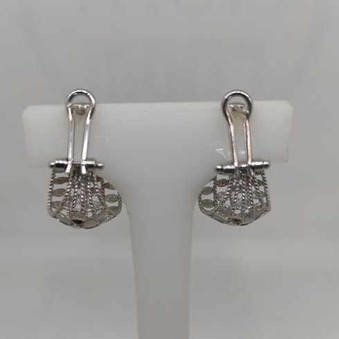 Orecchini oro 18 kt bianco da donna Modello semicerchio traforato 5,30 gr | Gioiellitosti.it